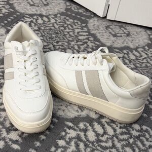 Madden Girl White and Tan Athletic Sneakers